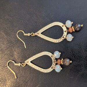 Gold Teardrop Beaded Earrings